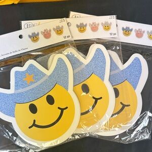 Large Smiley Cowboy Hat Kids Wall Accents - Yellow and Blue bulletin board class